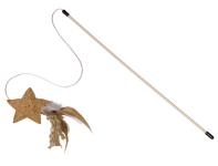 Katzenspielzeug Angel mit Korkstern und Catnip (Katzenminze) Katzen-Spielangel